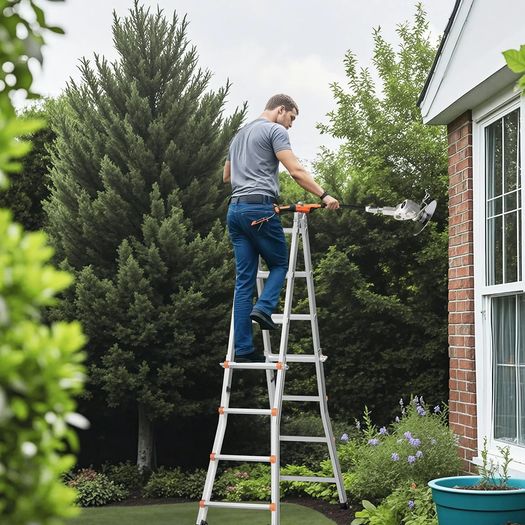 Telescoping Ladder A Frame, 13 FT Compact Aluminum Extension Ladder, Multi-Function Portable Collapsible RV Ladder, Telescopic Ladder for Homework Stairs Indoor Outdoor Roof, 330lb Load