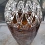 NewBridge Lattice Web Art Glass Vases, Price is for 1 only,  featuring a distinctive woven pattern and a contrasting dark base in Good Condition no chips or cracks Postage Available Image 4