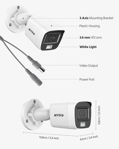 1080P Add-on CCTV Camera, Hi-Resolution Home Security Camera for Surveillance System, IP66 Weatherproof Indoor Outdoor, Long Distance Night Vision