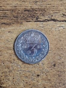 Great Britain UK 1885, 3 Pence / Threepence, Victoria, Silver Coin - free standard postage