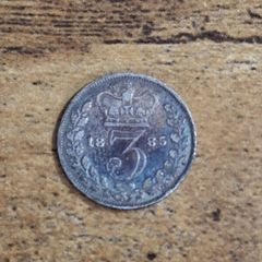 Great Britain UK 1885, 3 Pence / Threepence, Victoria, Silver Coin - free standard postage