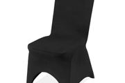 Stretch Spandex Folding Chair Covers, Universal Fitted Arched Front Cover, Removable Washable Protective Slipcovers, for Wedding, Holiday, Banquet, Party, Celebration, Dining (50PCS Black