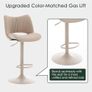 Bar Stools Set of 2, Modern Breakfast Barstools with Open Backrest, Swivel Adjustable PU Leather Counter Height Kitchen Stools for Home Bar with Metal Footrest, All Khaki Image 5