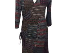 Ladies multicoloured midi wrap dress size 16