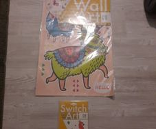 funky llama wall art and light switch art