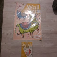 funky llama wall art and light switch art