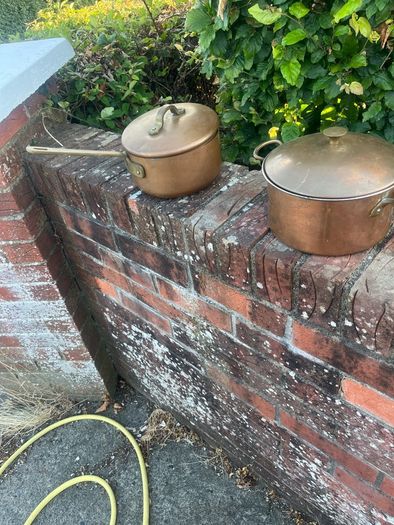 2 copper pots 7in and 8in
