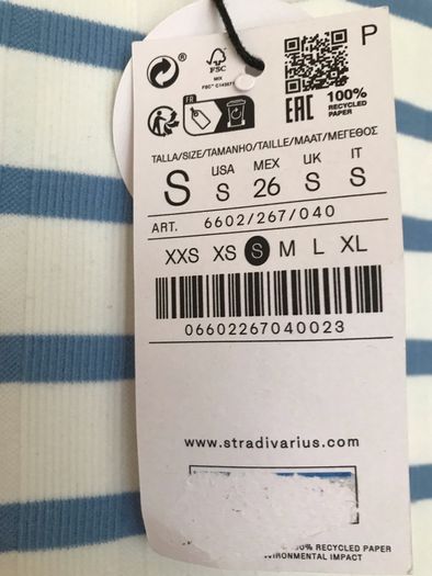 BNWT Cream and Blue Striped Top by Stradivarius