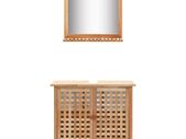 Sink Cabinet with Mirror Solid Walnut Wood
