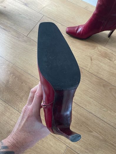 Red women's leather Calf boot size 38