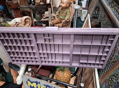 Vintage Painted Wooden Printers Tray