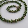 Vintage Venetian Style Green Eyes Tire Shape Glass Beads Necklace Image 2