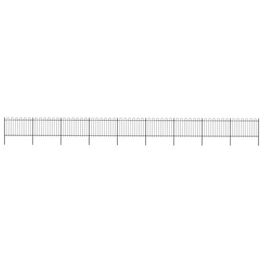 Garden Fence with Hoop Top Steel 15.3x1.2 m Black