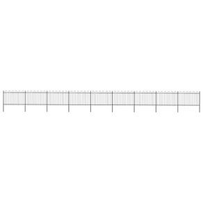 Garden Fence with Hoop Top Steel 15.3x1.2 m Black