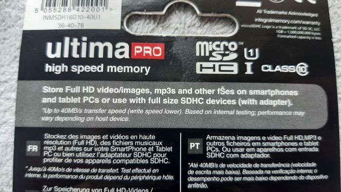 Integral Ultima Pro 16GB MicroSD HC Full HD 3D recording memory card
