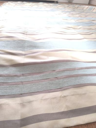 Good quality curtains creamy cream beige striped egg blue 164 x 229 cm