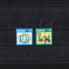 1985 Guernsey International Youth Year Commemorative Stamps Mint Never Hinged (MNH)