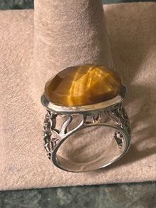 silver tigers eye ring
