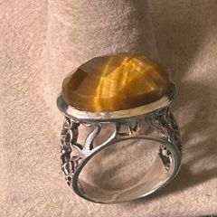 silver tigers eye ring