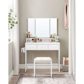 Dressing table set with folding mirror