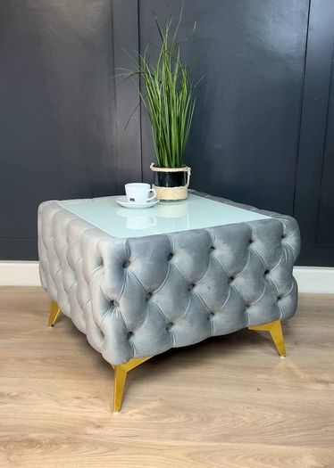 Velvet coffe table with glass