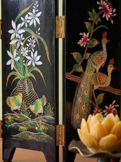 Antique oriental folding screen