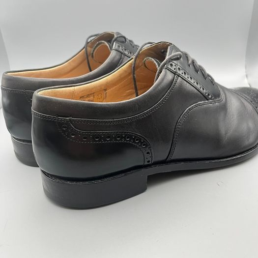Loake Black Leather Woodstock Brogue Mens Shoes Size UK 7.5 G - Wide Fit