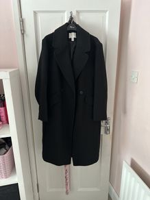 Ladies black Overcoat- H&M- Size Small