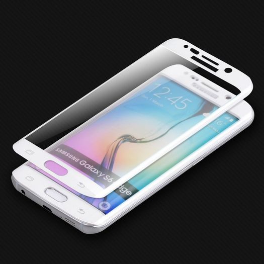 Full Curved 3D Tempered Glass Protector For Samsung Galaxy S6 EDGE PLUS- White