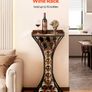 15 Bottle Wine Rack,Iron Freestanding Floor Wine Holder, Mini Bar Stand Liquor Cabinet with Wood Tabletop, For Home Bar,Kitchen,Living Room,Dining Room Image 3