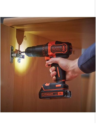 Black+Decker 18V Cordless Impact Drill BDCHD18KB-QW (2 Batteries)