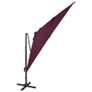 Cantilever Umbrella with Pole and LED Lights Bordeaux Red 300 cm Image 3