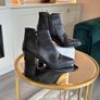 Black Leather Block Heel Ankle Boots Size UK 4 / EU 37 Image 4