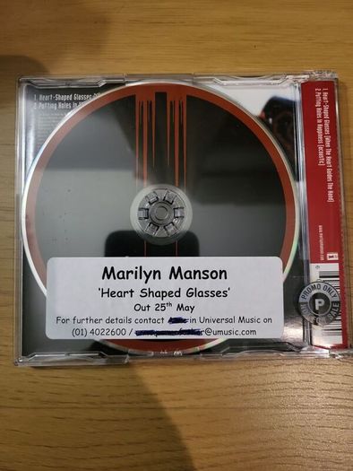Marilyn Manson Heart Shaped Glasses Numbered Limited Edition Promo CD Single