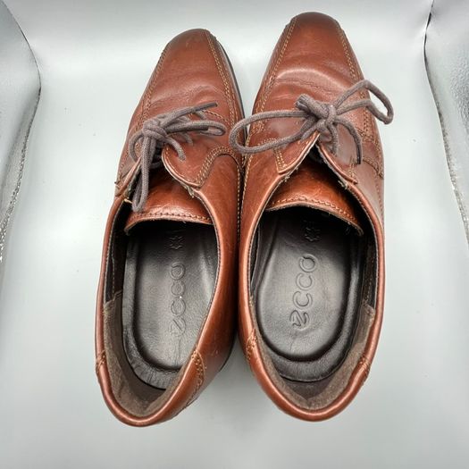 Ecco Melbourne Derby Shoes - Size UK 8.5 - Brown Leather