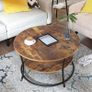 Round Coffee Table, Living Room Table, Coffee Table with Shelf, Easy Assembly, Metal, Industrial Design, Vintage, Dark Brown Image 3