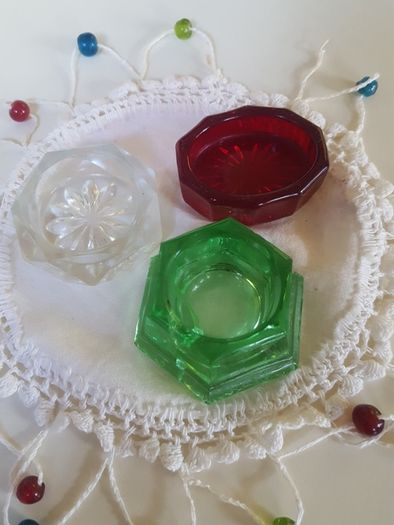 3 Mini Cut Glass Cruets