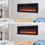 36"/92cm 3 in 1 Electric Fireplace with Logs, Freestanding, Wall Mounted, Recessed, 9 Colour Flame Effect, Media Wall Compatible, 900W - 1800W Heater, Remote Control Image 3