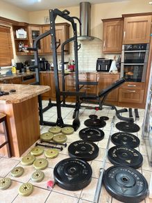 Heavy Gym Power Squat Rack Set, Bench, Bar / Weight Holders, Bars, Weights + More!!!