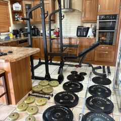Heavy Gym Power Squat Rack Set, Bench, Bar / Weight Holders, Bars, Weights + More!!!