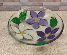Beautiful Hand-Painted Floral Glass Bowl (20cm)