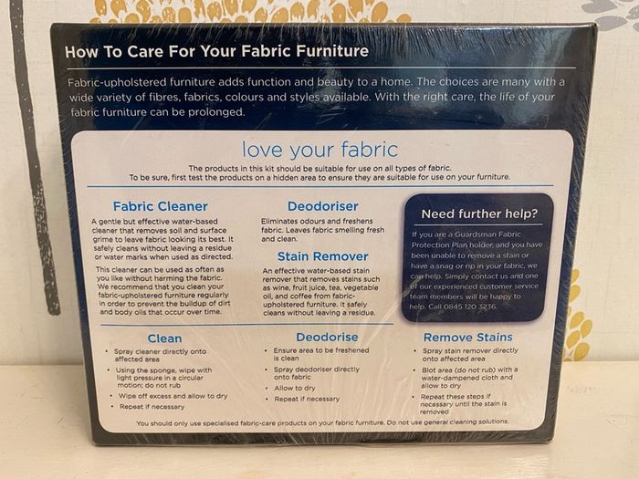 Guardsman fabric care kit "sealed, new"