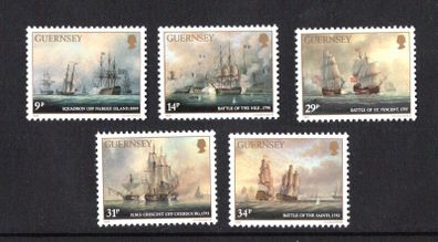 1986 Guernsey 150th Death Anniversary of Admiral Lord De Saumarez Commemorative Stamps Mint Never Hinged (MNH)