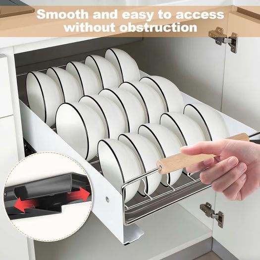 Brand New Extendable Plate Organiser Drawer Telescopic with Drip Tray 42x26x12cm.