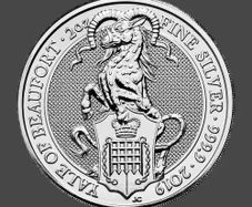 2019 Great Britain 5 Pounds 2 oz Silver Coin Queen's Beasts Yale of Beaufort BU (In Capsule)