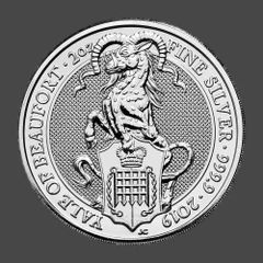 2019 Great Britain 5 Pounds 2 oz Silver Coin Queen's Beasts Yale of Beaufort BU (In Capsule)