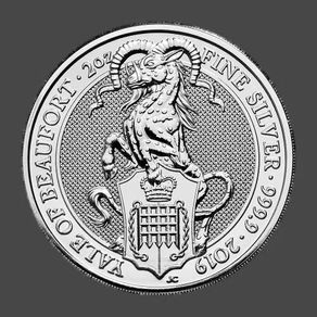 2019 Great Britain 5 Pounds 2 oz Silver Coin Queen's Beasts Yale of Beaufort BU (In Capsule)