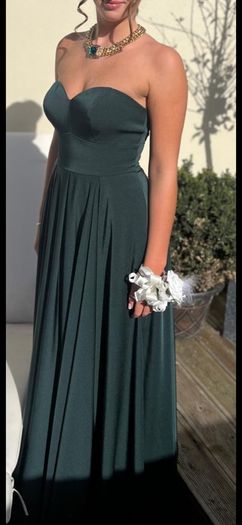 GINO CERRUTI Puro Strapless Dress with pockets in Hunter Green Sz S (Fit 8-10UK)  - Rrp 420 (New)
