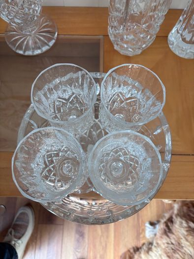 Waterford crystal bowl and glasses.