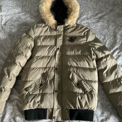 SikSilk Beige Puffer Jacket with Fur Hood